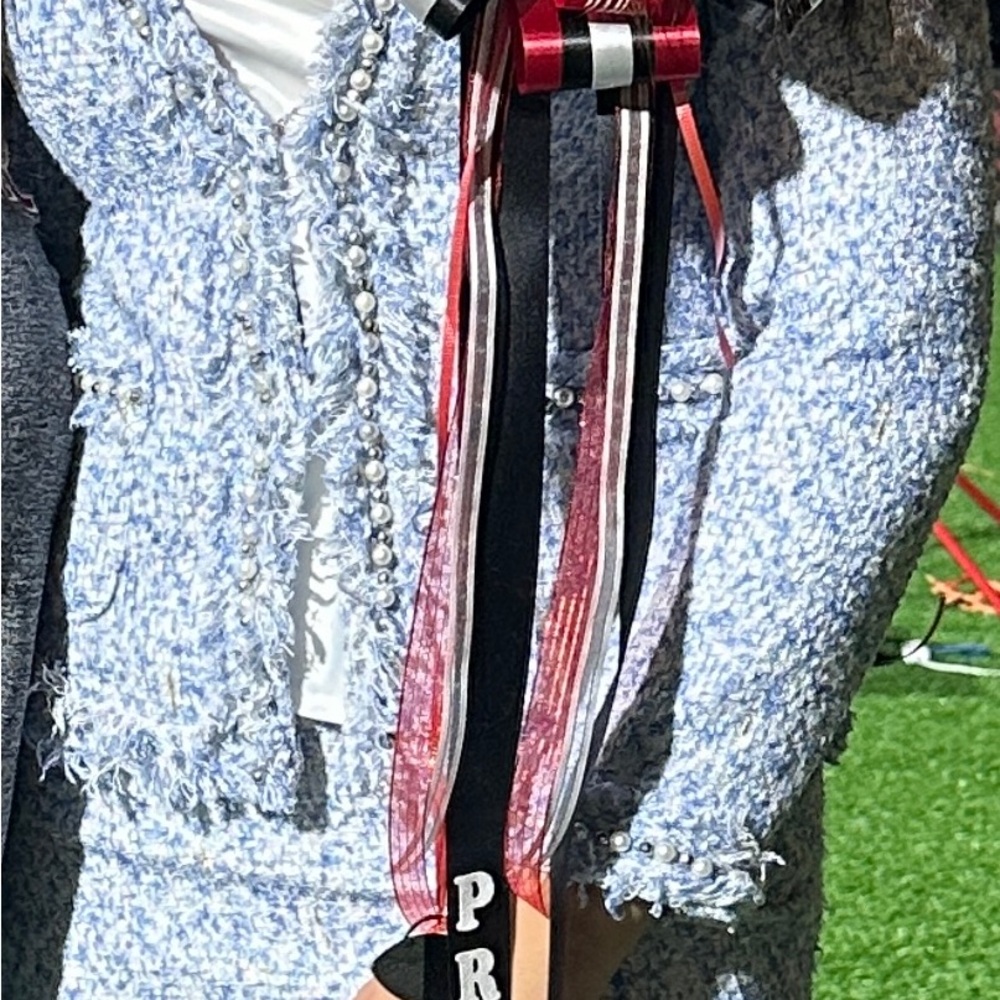 Homecoming court suit featuring a Blue and White Textured Blazer